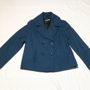 NWT Merona Size L Teal Peacoat Jacket Wool Blend Pea Coat Brand New!